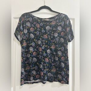 LOFT Floral Wide-Neck Short Sleeve Tee